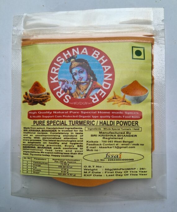 1. PURE SPECIAL TURMERIC / HALDI POWDER - 50 G : 26 /- - Image 2